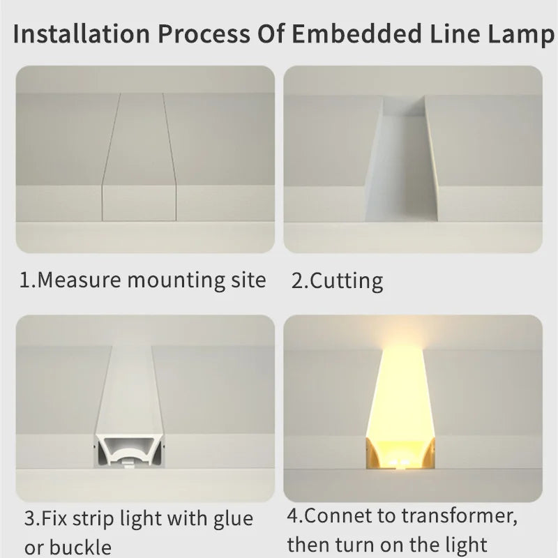 LED 4-10 m/pcs Recessed  Strip Lights